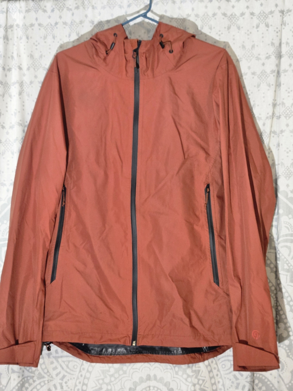 Champion Woman's Rust-Orange Hooded Rain Jacket